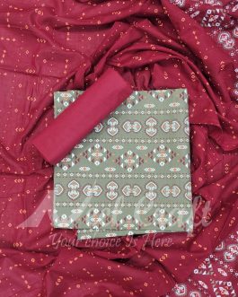 Unstitched Screen Print Three Piece