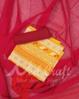 Holudia | Unstitched Screen Print Three Piece