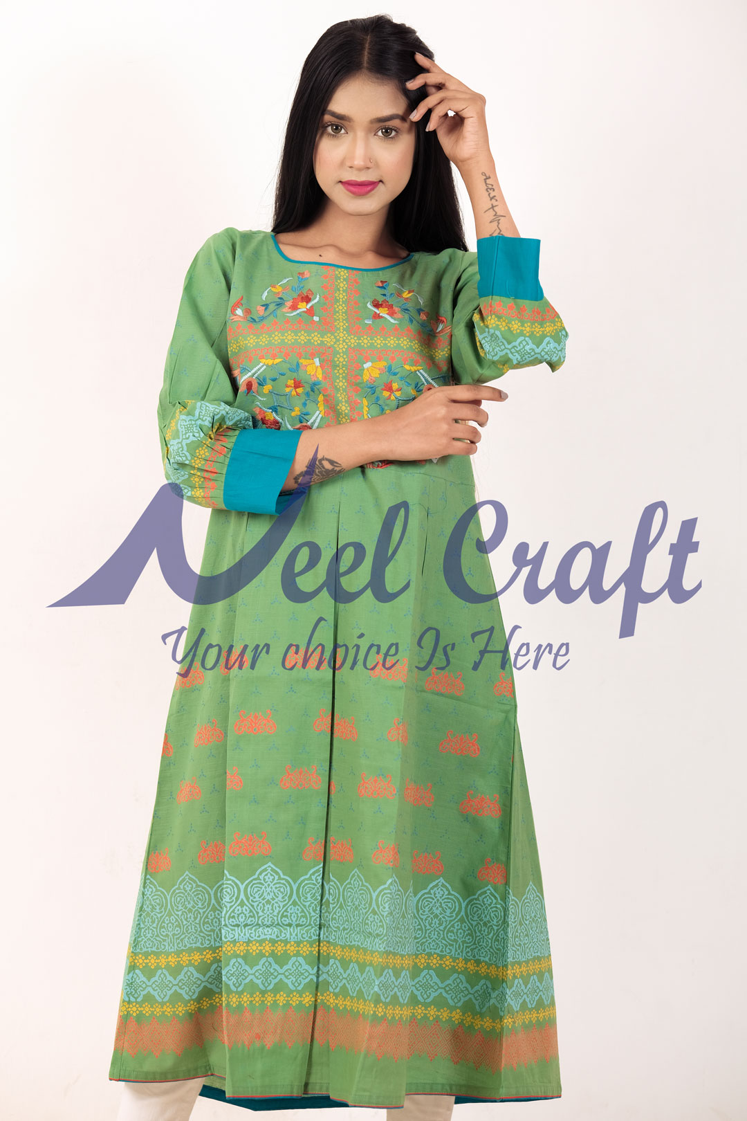 Neel-craft-koti-one-piece-green-1 Neel Craft Eid Special One Piece