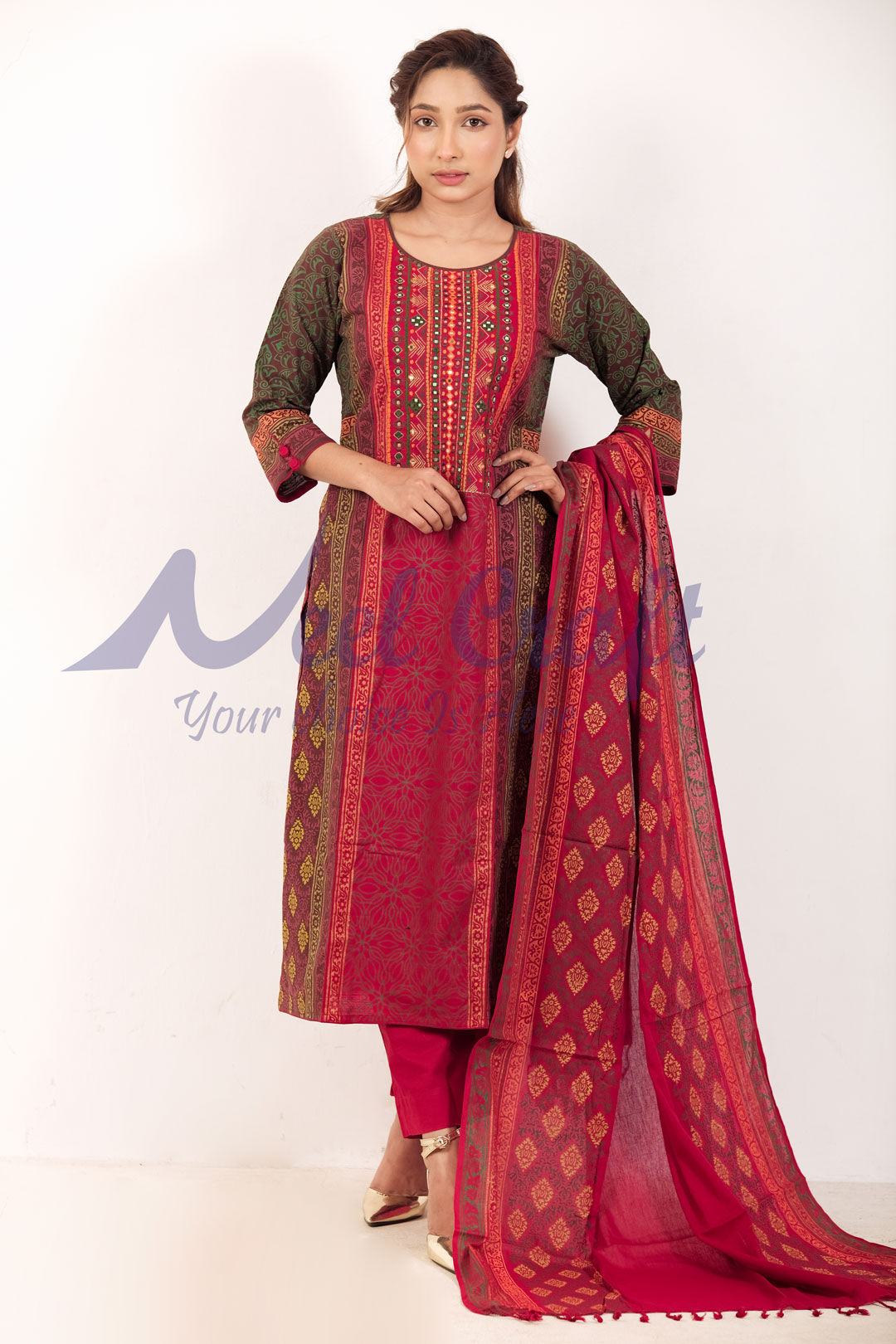 Eid Special Stitched Round Three Piece